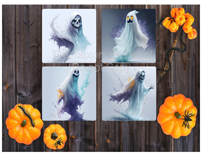 Halloween themed neoprene drink coasters, set of 4, CHOICE, absorbent, Fall