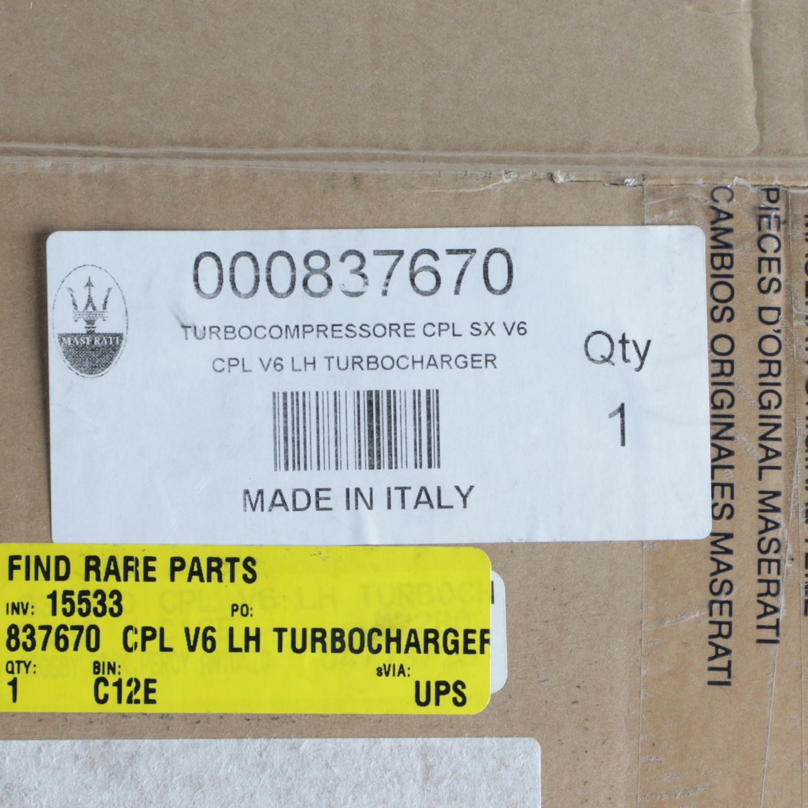 GENUINE MASERATI Ghibli Levante QTP Complete V6 LH Turbocharger OEM NEW 837670