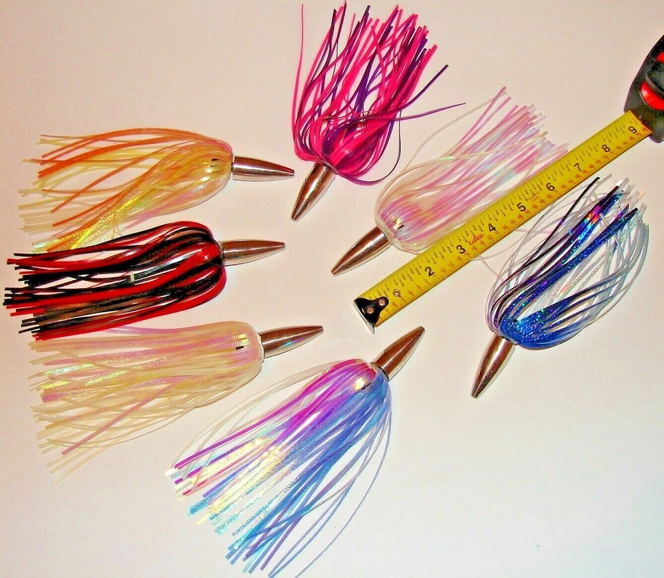 Pack de 3 cabezas de señuelo de arrastre de bala Big Game PESCA Atún Wahoo Mahi ONO peces Foto 2 de 2