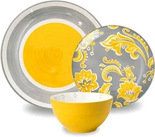 Wisenvoy Plates and Bowls Sets Dish Set Ceramic Dinnerware Plate Gray 