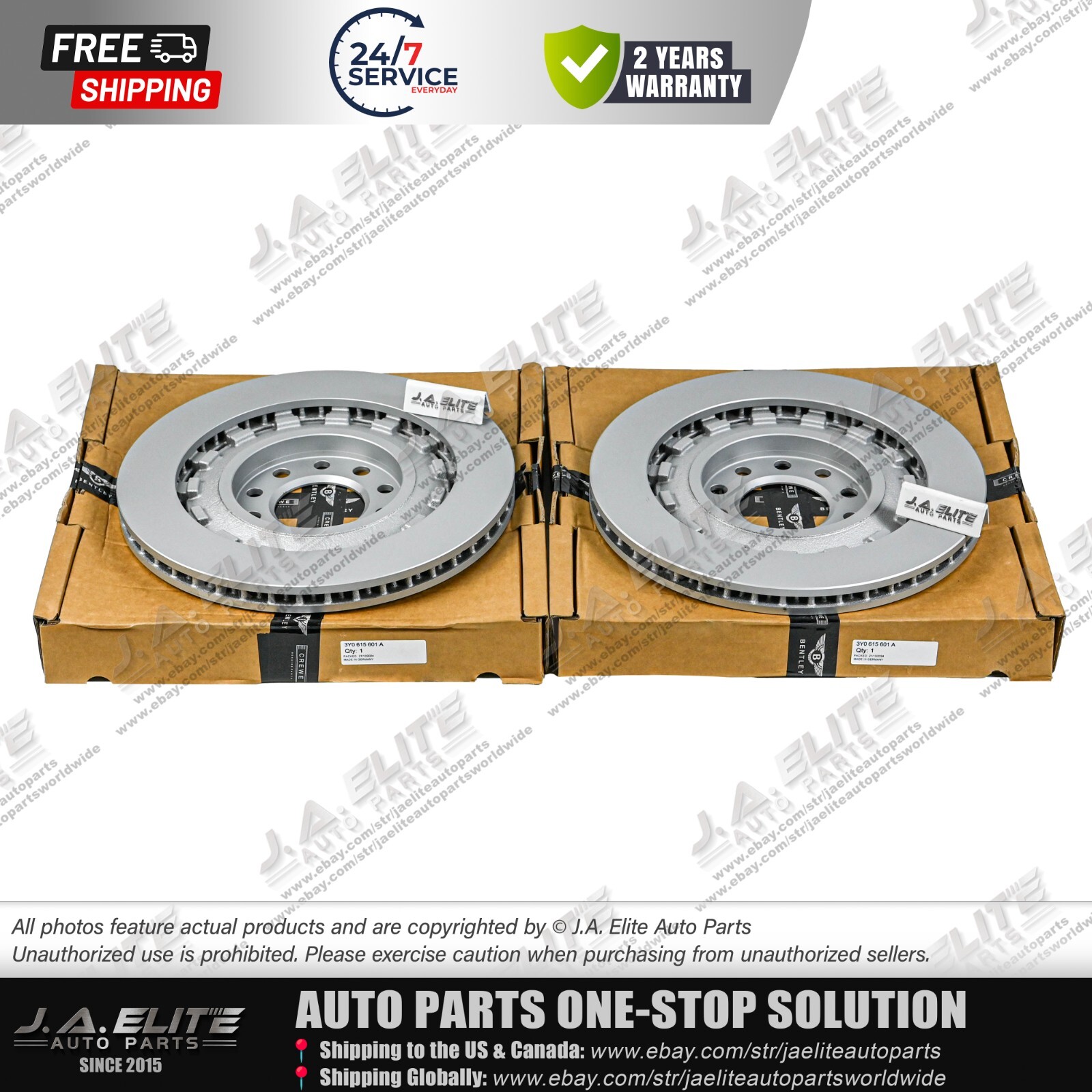 2pcs Rear Brake Discs Set fit Bentley Mulsanne (2011+) 3Y0615601A