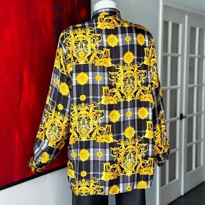 VERSACE CLASSIC V2 silk shirt Tartan with Baroque & Angels size XL