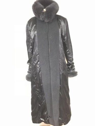 Marvin Richards Women's Winter Church fox fur Wool &Cashmere long coat size 12US - Picture 11 of 12