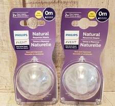 Lot Of 2 0m Philips Avent Natural Response Bottle Nipple BPA FREE Brand New