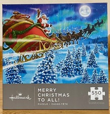 Christmas Puzzle Santa Sleigh Puzzle HALLMARK 550 pcs 18 x 24 NEW