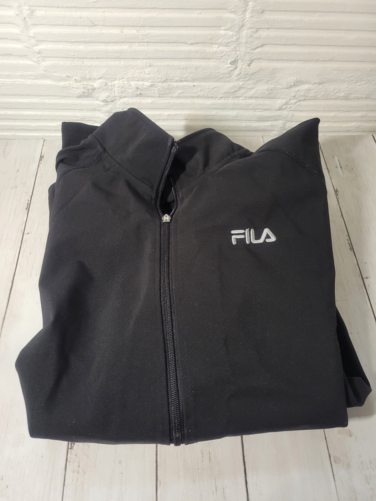 Fila Jacket Polyester Soft Shell Black Zip Up Old… - image 8