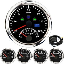 5 Gauge Set 85mm Gps Speedometer Wtacho Volt Water Temp Oil Pressure Fuel Level