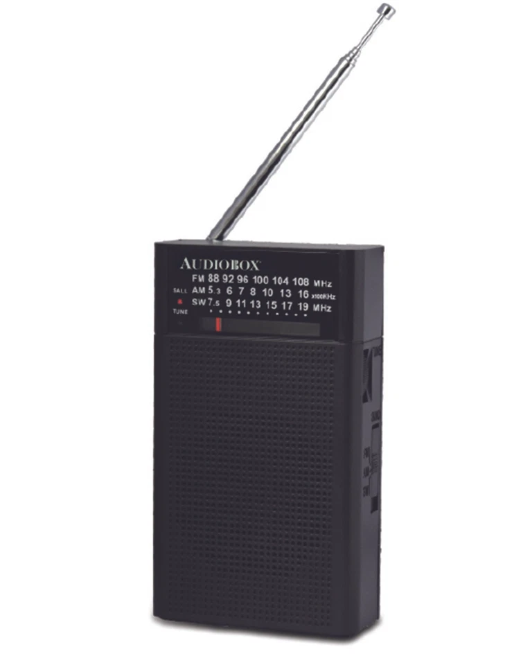 Audiobox RX-3 AM/FM/SW Portable Pocket Size Radio with Telescoping Antenna Black - Image 4 of 4