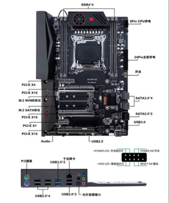 INTEL X99 TITANIUM D4 LGA 2011-3 DDR4 256G ATX Motherboard Core i7 V3V4