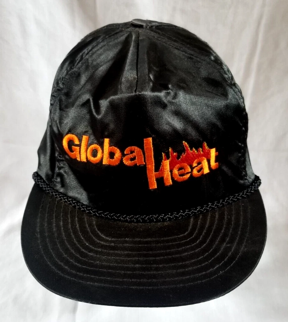 Global Heat Orange Fire on Black Nylon Trucker Ball Cap Hat w Rope Accent OTTO