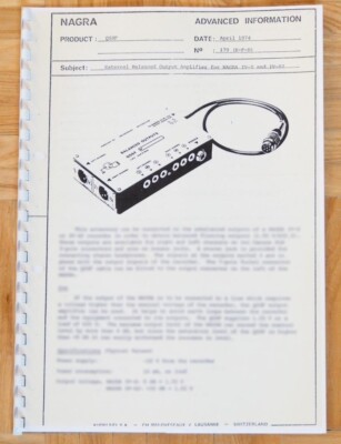 1 x NAGRA QSSF BALANCED OUTPUTS for NAGRA IV   S  / SJ _ Beschreibung! RAR ! TOP