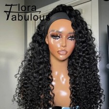 Curly Headband Wigs 180 Density Full Machine Made Wig Deep Wave Brazilian