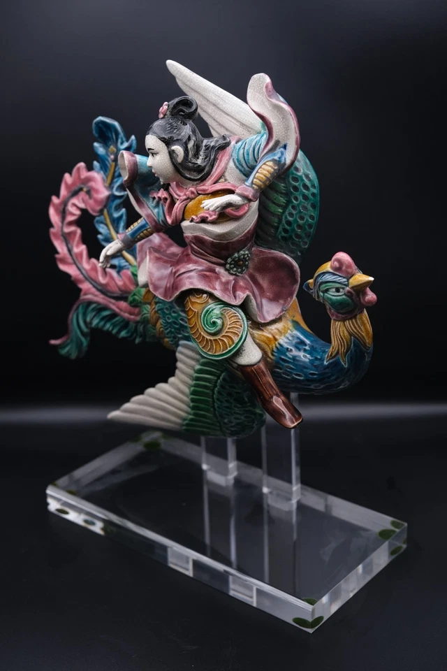 Antique Chinese Ceramic Roof Tile Warrior Riding Phoenix - Image 3 of 4