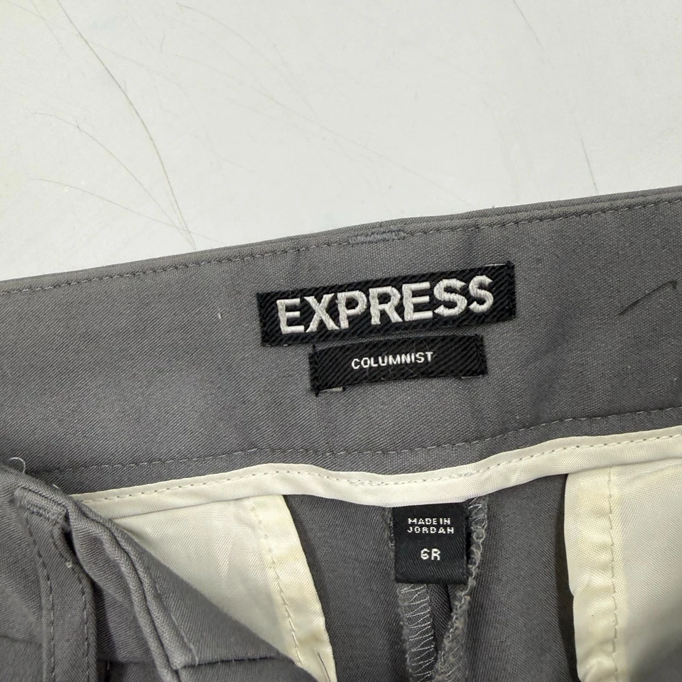Pantalones de vestir Express gris columnista para mujer talla 6 mezcla de algodón ajustados rectos Foto 4 de 4