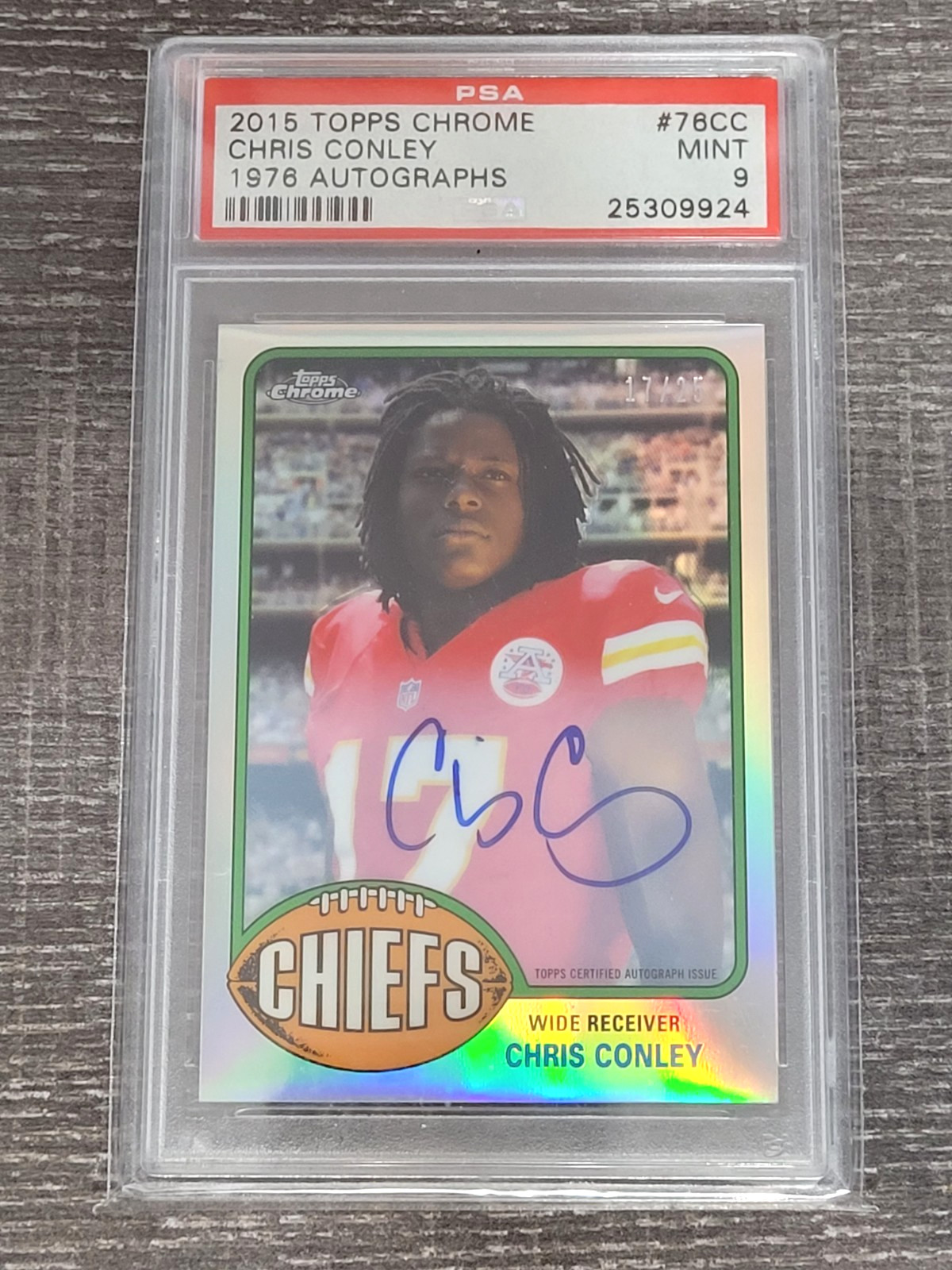 2015 Topps Chrome 1976 Topps Design Chris Conley #76-CC Rookie Auto PSA 9 RC /25