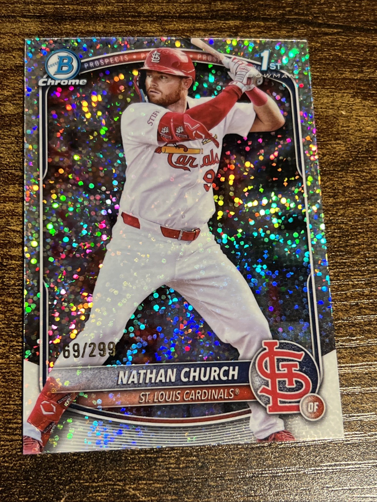 NATHAN CHURCH 2025 Bowman Chrome #BCP-192 Cardinals 1st Speckle Refractor /299