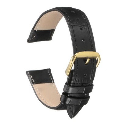 18mm Leather Watch Straps for Replacement Black Gold Classic Printed