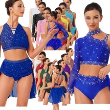 Women Dance Camisole Lyrical Dance Dress Ballet Skirted Leotard Competition