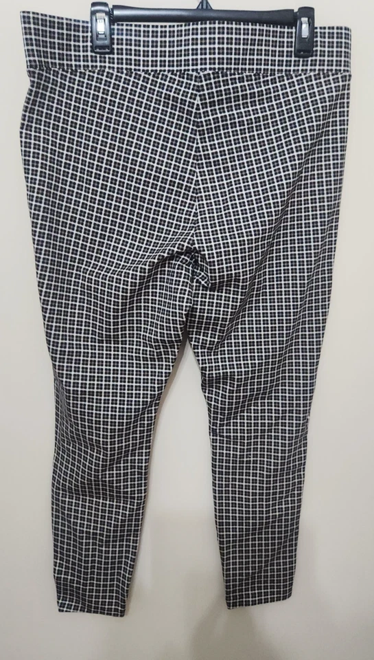 Leggings de tiro alto Stevie azul marino antiguo XL marrón pata de gallo pantalones al tobillo tirar Foto 2 de 4