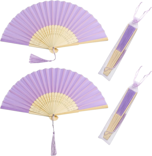 Tskdkit 2 StüCk HandfäCher Faltbare FäCher Weiß, FäCher Hochzeit Dekoration Chin-image