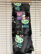 Hello Kitty Halloween Mummy/Frankie Plush Throw Blanket 50x70 in Black