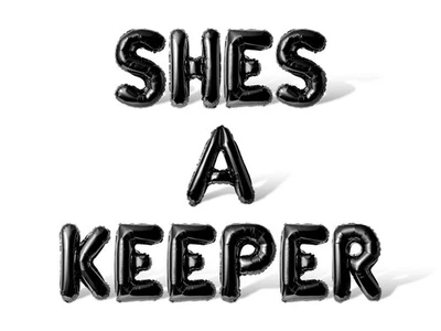 SHES A KEEPER Letter Balloon Banner - DIY Bachelorette Party Supply Decorations - Image 1 of 4