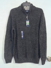 NWT Izod Carbon Heather Dark Gray Sweater Men's Size Large 1/4 Zip Pullover