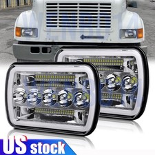 Pair 5X7 7x6inch LED Headlights Hi Lo Beam For International IHC 9200 9900 9400i