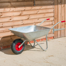 KCT 65L WHEELBARROW GALVANISED STEEL BARROW HOME GARDEN CART PNEUMATIC WHEEL