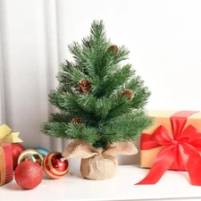 1FT Unlit Artificial Holiday Christmas Tree No Lights, Hinged Spruce Branch Tips