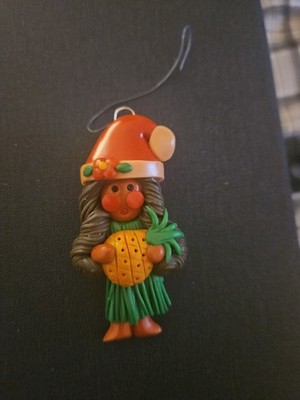 Hawaiian Clay Ornament Man Hula Kane Lei Pineapple 3D Christmas Hawaii 3.5 