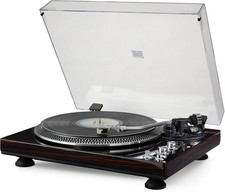 Bluetooth Vinyl Record Player With Magnetic Cartridge & Vintage Wood Design