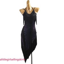 Latin Dance Dress Salsa Tango Cha Cha Ballroom Rhinestone Competition Dress F988