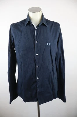 Fred Perry Camisa Hombre Casual Vintage Azul Algodón Manga Larga Talla 42 - Imagen 1 de 4