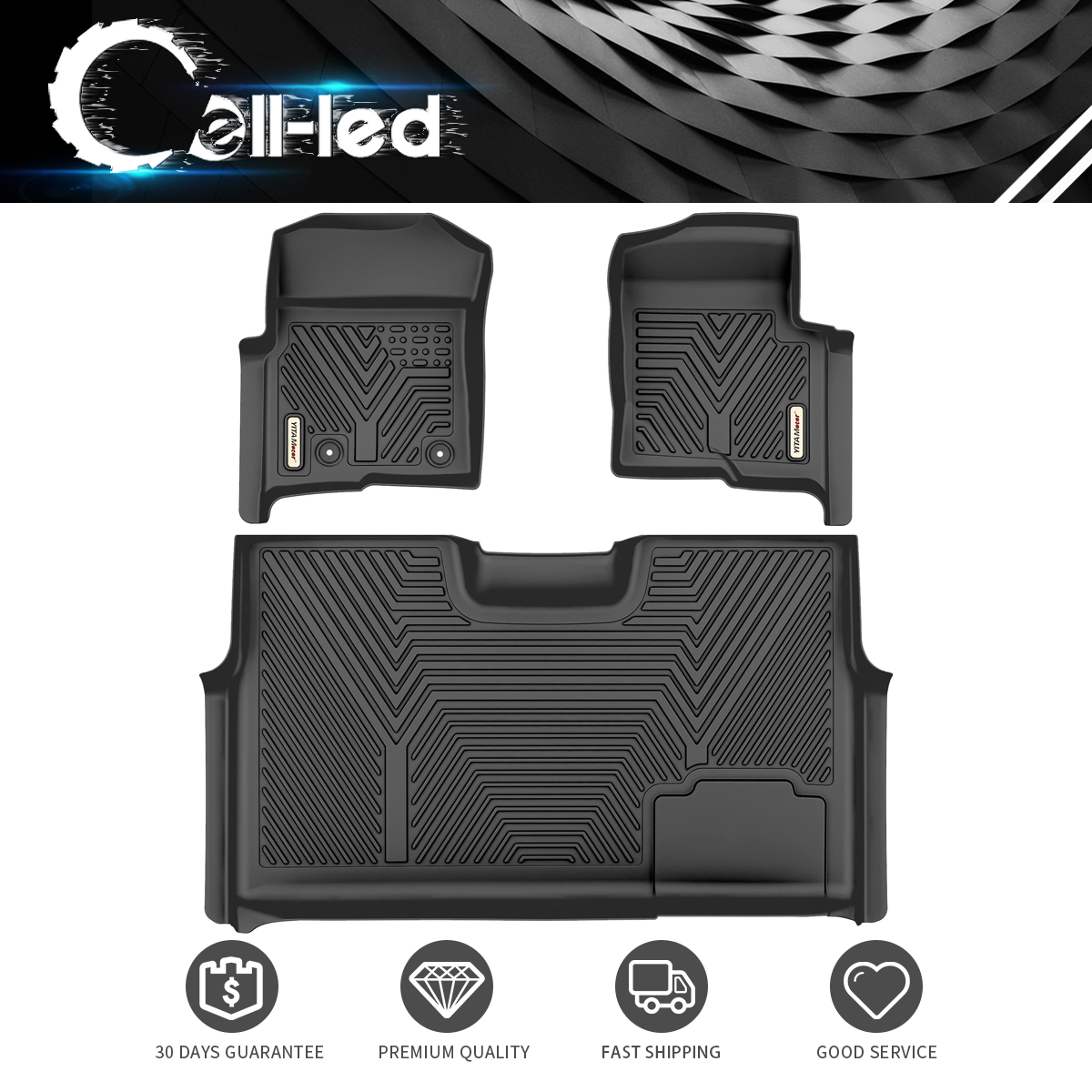 OMAC Premium Floor Mats For Ford F-150 2010-2014  SuperCrew Cab Flow Through Console Raised Portion Heating Duct Weather 3d Custom Fit Tpe Laser Measured