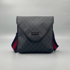 GUCCI GG supreme Emblem Crossbody Bag Black e...