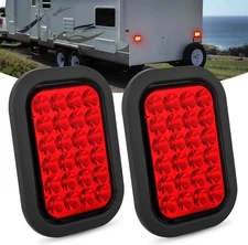 Nilight 5” X 3” Rectangular Trailer Tail Light 2 PCS Red 24 LED Stop 