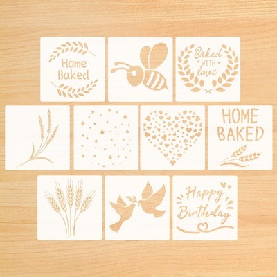 Artisan Bread Stencils Set Cake Pie Cookie Decorating Baking Tools 10 PCS