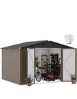 Steel Garden Shed Double Doors Bolt Lock Ventilation Reinforced Frame Brown — photo 1