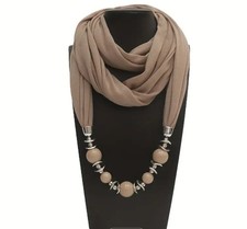 New Vintage Women Ladies Soft Scarf Necklace Beads Pendant Scarves Accessories