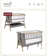 Tutti Bambini Cozee XL Bedside Crib Cot - Oak / Charcoal