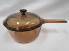Vintage Corning Pyrex Vision Ware Amber 1 1/2 liter Covered Saucepan With Lid