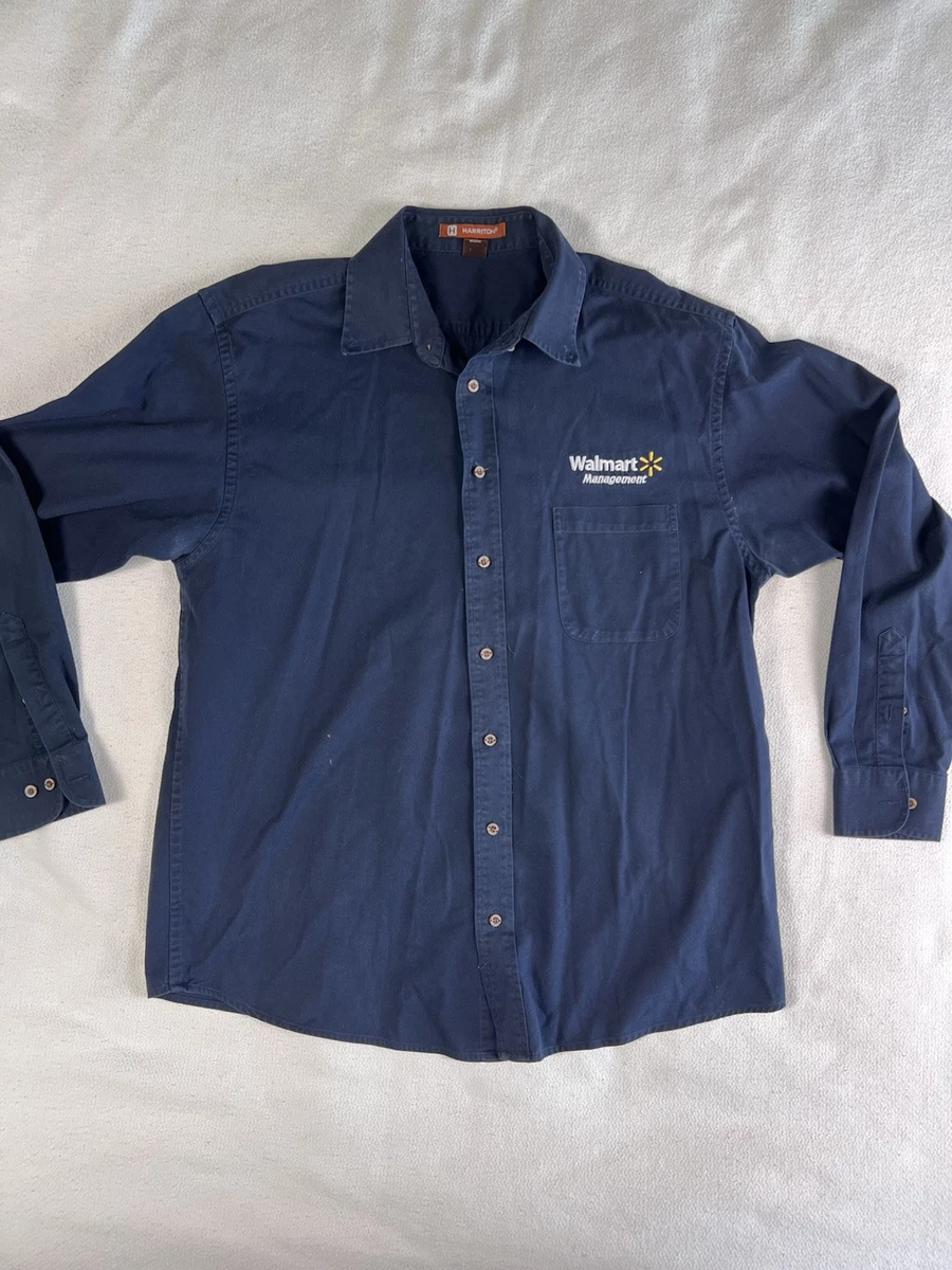 Walmart Long Sleeve Button Down Shirt Blue Management Mens Size XL