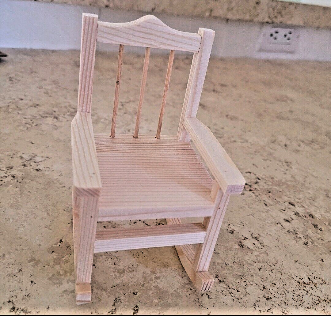 1/12 Dollhouse Miniature Wood Mini Rocking Chair -Christmas ornaments