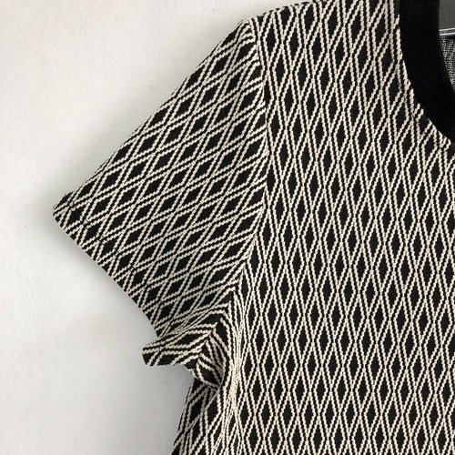 Zara Trafaluc Womens Boxy Stretch Knit Short Sleeve Top Geometric Goth Mod M - Picture 4 of 10