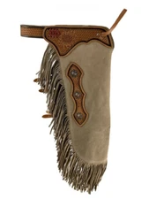 Sand Color Suede Chinks With Sunflower And Basket Stamp Tooling