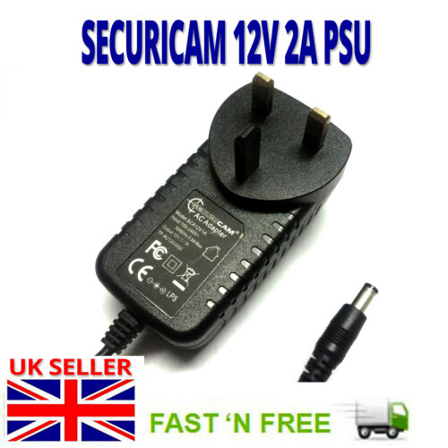 Pour s'adapter 12V Swann CCTV DVR caméra KITS adaptateur d'alimentation 12V 2A AC/DC secteur Royaume-Uni - Photo 1/3