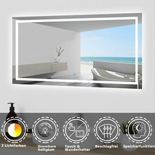 Badspiegel mitLED Beleuchtung Wandspiegel Badezimmerspiegel Lichtspiegel Dimmbar