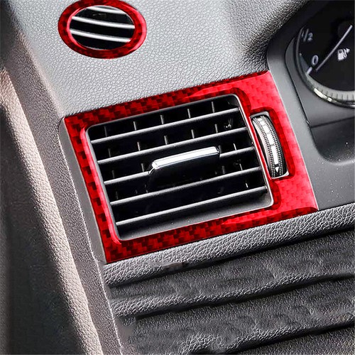 2Pcs For Benz C-Class W204 2007-2010 Red Carbon Fiber Side Air Vent Outlet Trim - Picture 5 of 13