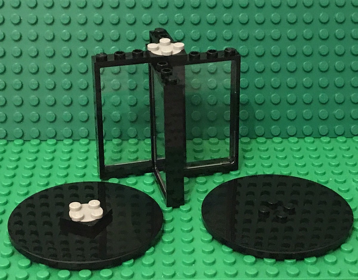 Lego City Town Black Revolving Door With 1x4x6 Trans-clear Glass